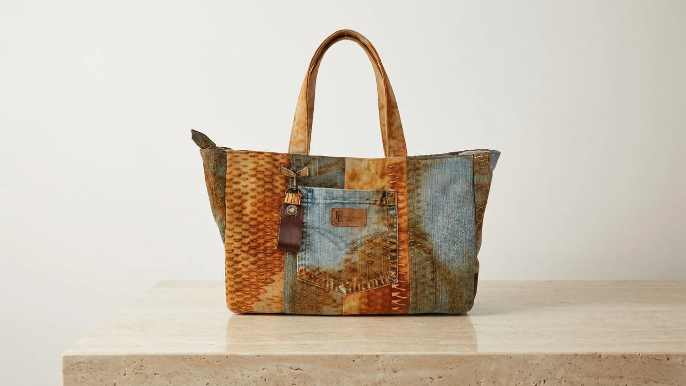 Tote Denim Ocre & Trama Ribereña